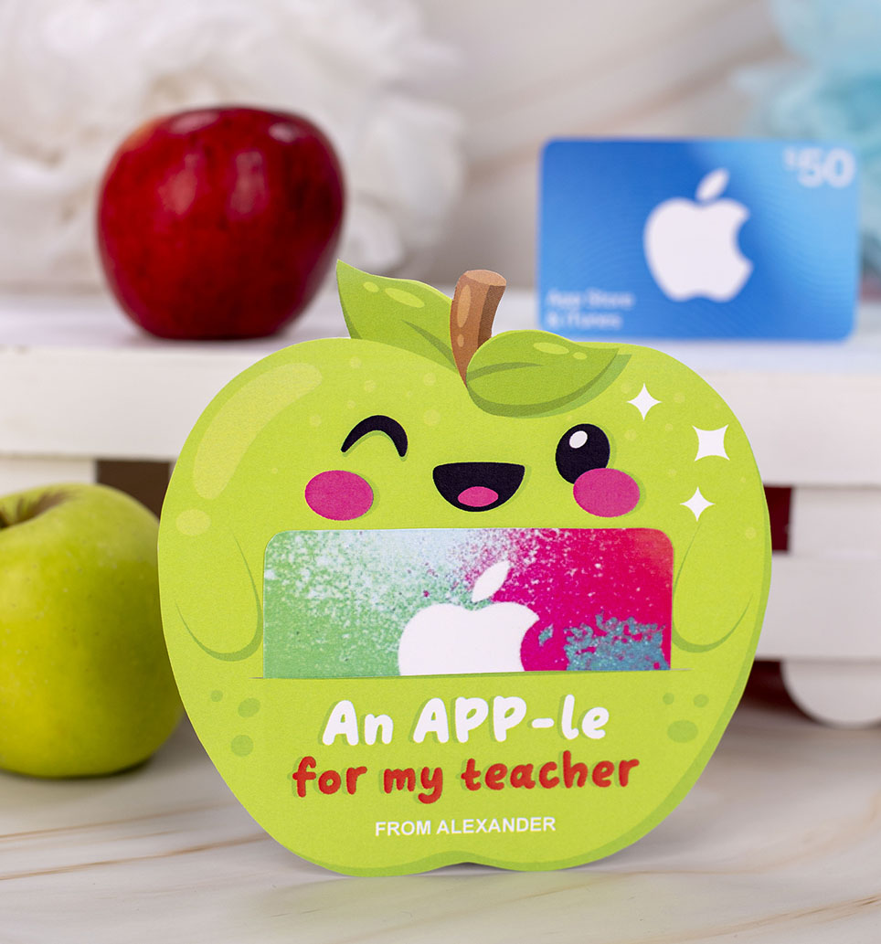 green apple printable gift card holder